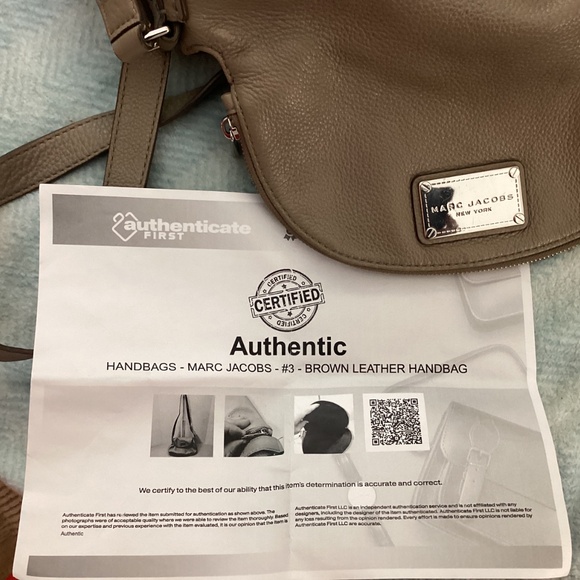 Marc Jacobs purse beige gray soft Leather shoulder bag luxury cream COA- SALE - Picture 14 of 14